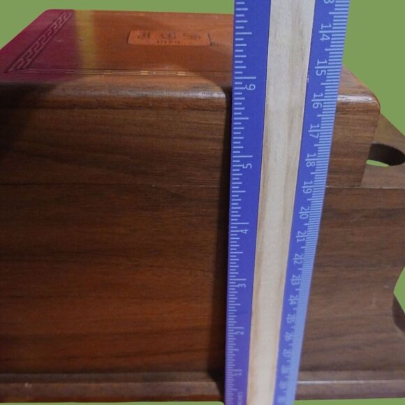 Vintage 1975 Wooden Pipe Stand Tobacco Box With Holder And Hinged Lid - Picture 6 of 12